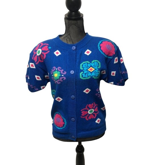 Northern Isles Portraits Cardigan Womens Petite Small Embroidered Sweater NEW - Picture 1 of 8
